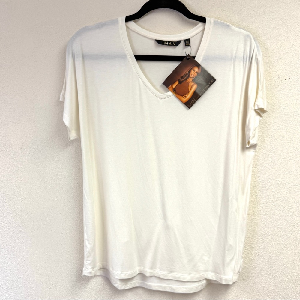 IMAN Global top, super soft egg shell short sleeve tee, size XS